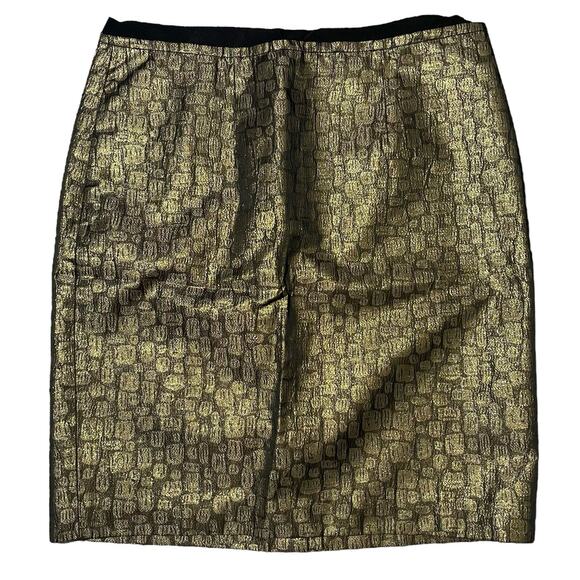 NEW Ann Taylor LOFT Petites Gold Metallic Jacquard Mini Skirt - Size 6P - Picture 1 of 7
